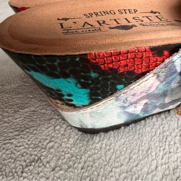 Spring Step L'artiste Baocire Artsy Strappy Wedge Slide Leather Sandals Camel - Picture 6 of 12